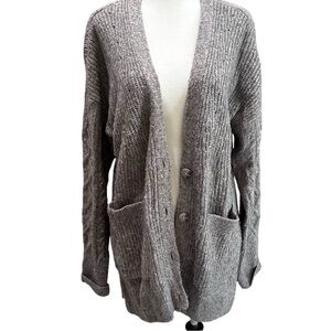 Abercrombie & Fitch Gray Chunky Knit Cardigan Sweater Oatmeal Grandpa Oversized